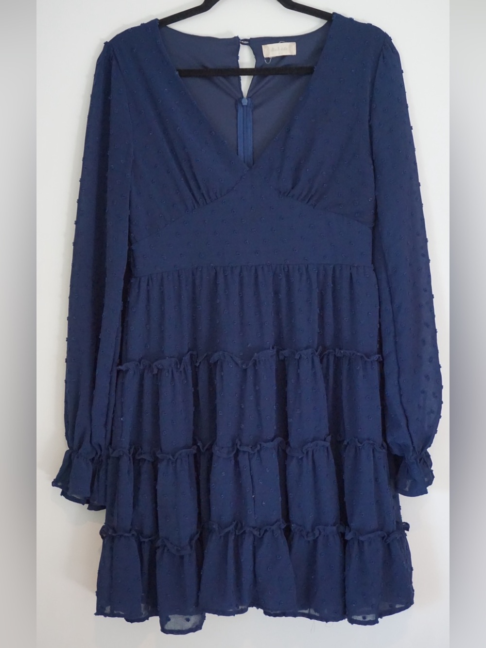 All Saints Navy Blue Long Sleeve Tiered Dress